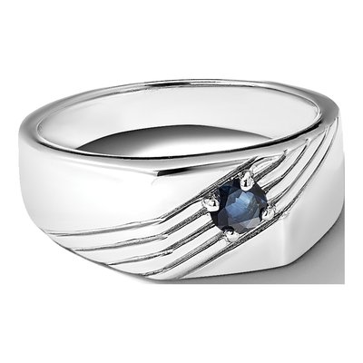 Men's Sterling Silver Sapphire Signet Ring – view 7