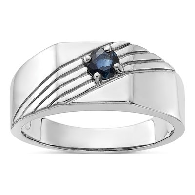 Men's Sterling Silver Sapphire Signet Ring