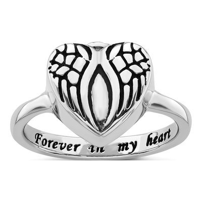 Sterling Silver Heart Ash Holder Memorial Ring