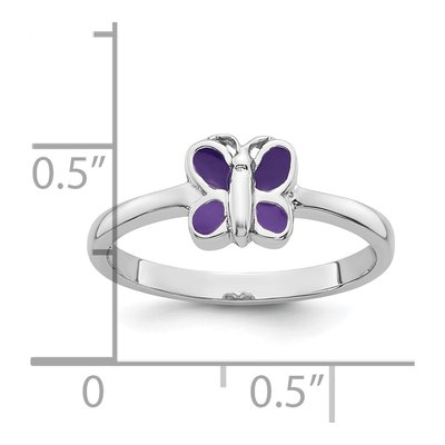 Sterling Silver Girls' Purple Enamel Butterfly Ring – view 6