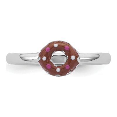 Sterling Silver Kids' Enamel Donut Ring – view 5