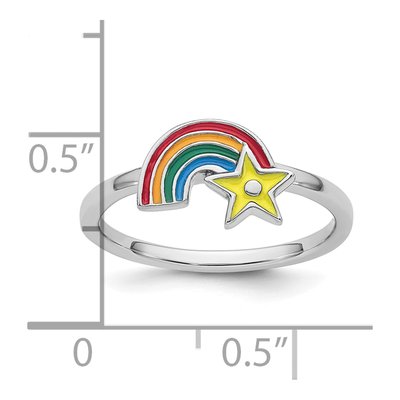 Sterling Silver Girl's Enamel Rainbow Star Ring – view 6