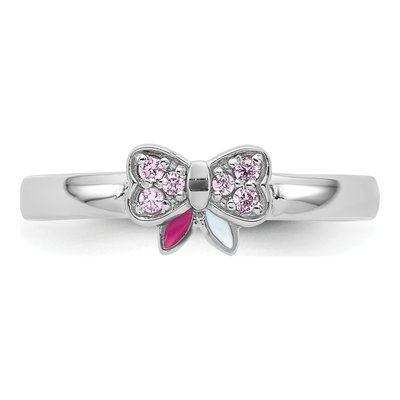 Sterling Silver CZ Girl's Bow Ring – view 5