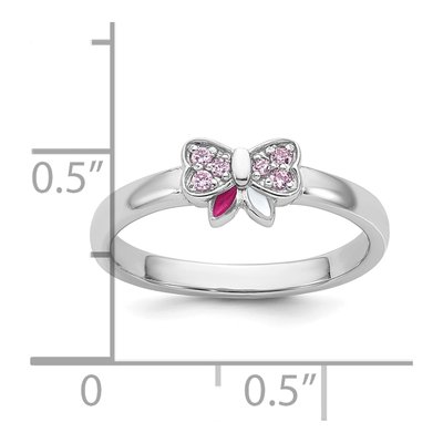 Sterling Silver CZ Girl's Bow Ring – view 6