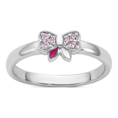 Sterling Silver CZ Girl's Bow Ring