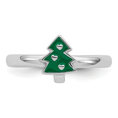 Sterling Silver Girl's Christmas Tree Ring – view 5
