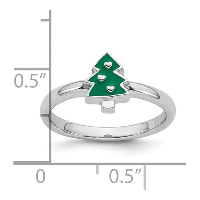 Sterling Silver Girl's Christmas Tree Ring – view 6