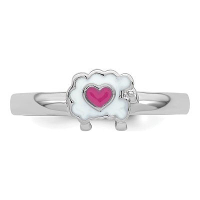 Sterling Silver Girls' Enamel Sheep Ring – view 5