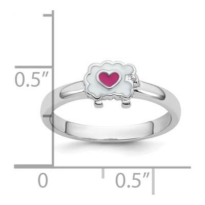 Sterling Silver Girls' Enamel Sheep Ring – view 6