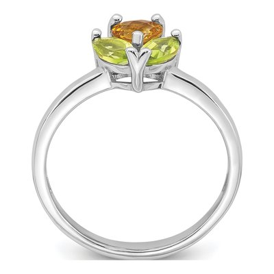 Sterling Silver Peridot & Citrine Flower Ring – view 3