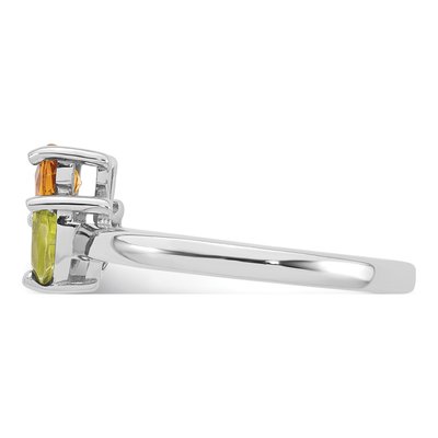 Sterling Silver Peridot & Citrine Flower Ring – view 4