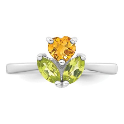 Sterling Silver Peridot & Citrine Flower Ring – view 5