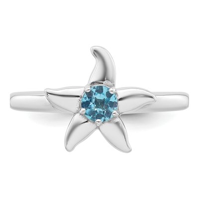 Sterling Silver Swiss Blue Topaz Starfish Ring – view 5
