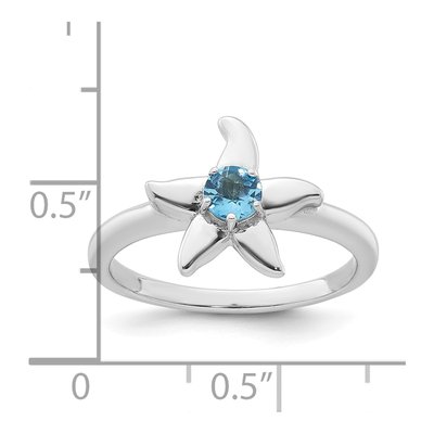 Sterling Silver Swiss Blue Topaz Starfish Ring – view 6