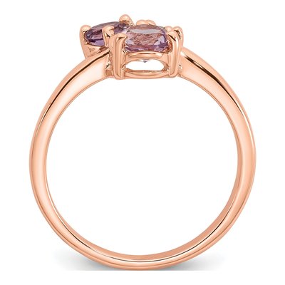 Rose Gold-Plated Sterling Silver Amethyst & Rhodolite Garnet Round Ring – view 3