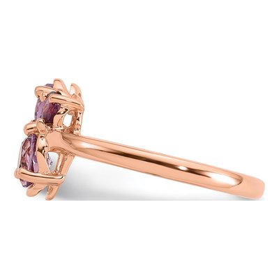 Rose Gold-Plated Sterling Silver Amethyst & Rhodolite Garnet Round Ring – view 4