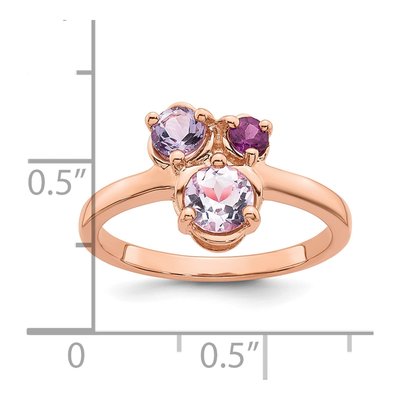 Rose Gold-Plated Sterling Silver Amethyst & Rhodolite Garnet Round Ring – view 6
