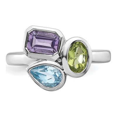 Sterling Silver Amethyst & Swiss Blue Topaz Ring – view 5