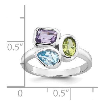 Sterling Silver Amethyst & Swiss Blue Topaz Ring – view 6