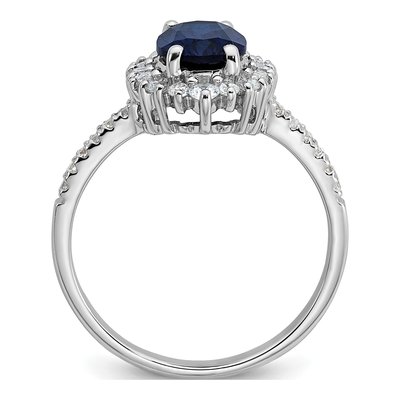 Sterling Silver Lab-Created Sapphire & CZ Halo Ring – view 3
