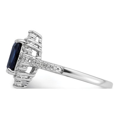 Sterling Silver Lab-Created Sapphire & CZ Halo Ring – view 4