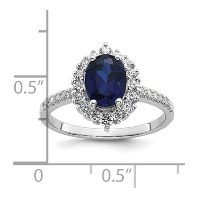 Sterling Silver Lab-Created Sapphire & CZ Halo Ring – view 6
