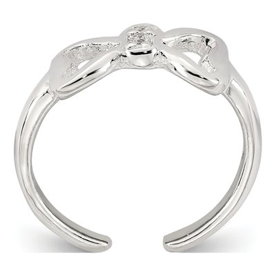 Sterling Silver CZ Bow Adjustable Toe Ring – view 3