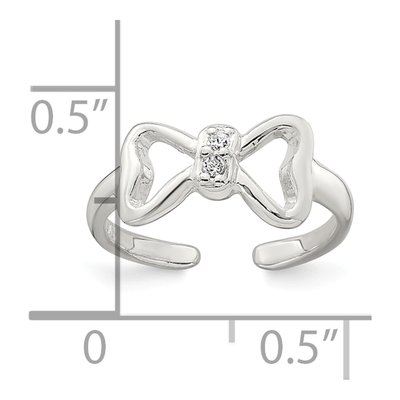 Sterling Silver CZ Bow Adjustable Toe Ring – view 6