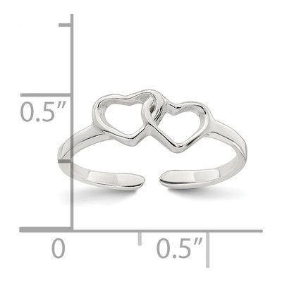 Sterling Silver Interlocking 2-Hearts Toe Ring – view 6