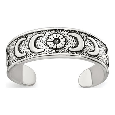 Sterling Silver Moon Star Toe Ring