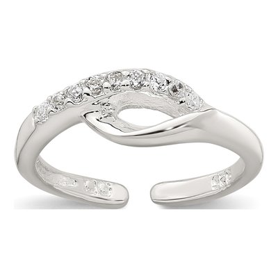 Sterling Silver CZ Adjustable Toe Ring