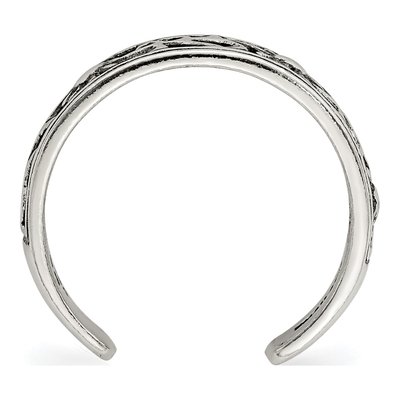 Sterling Silver Antiqued Floral Toe Ring – view 3