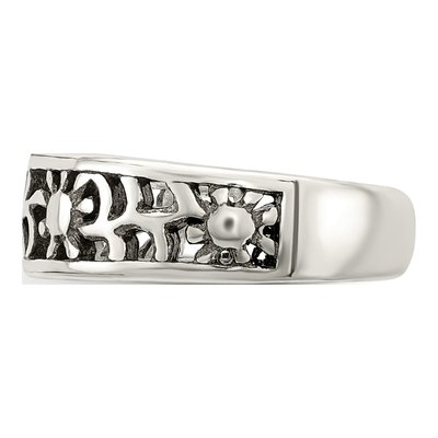 Sterling Silver Antiqued Floral Toe Ring – view 5