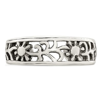 Sterling Silver Antiqued Floral Toe Ring – view 6