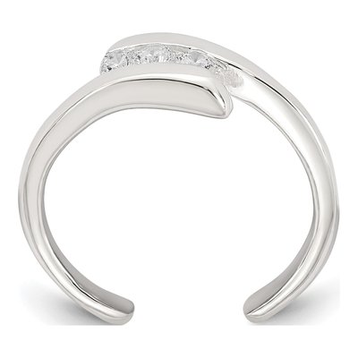 Sterling Silver CZ Bypass Adjustable Toe Ring – view 3