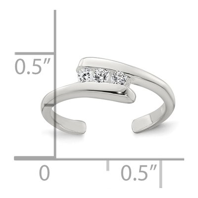 Sterling Silver CZ Bypass Adjustable Toe Ring – view 6