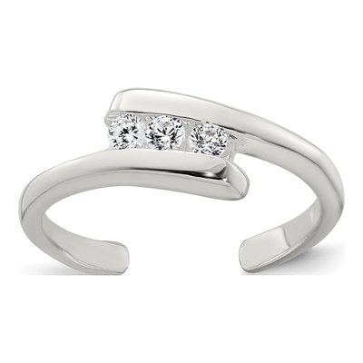 Sterling Silver CZ Bypass Adjustable Toe Ring