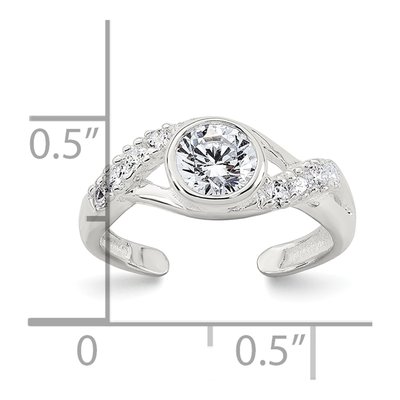 Sterling Silver CZ Adjustable Toe Ring – view 6
