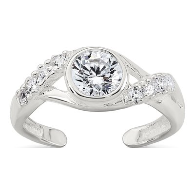 Sterling Silver CZ Adjustable Toe Ring