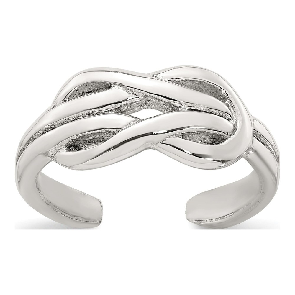 Sterling Silver Polished Knot Infinity Adjustable Toe Ring