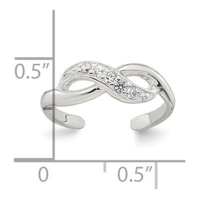 Sterling Silver CZ Infinity Toe Ring – view 6