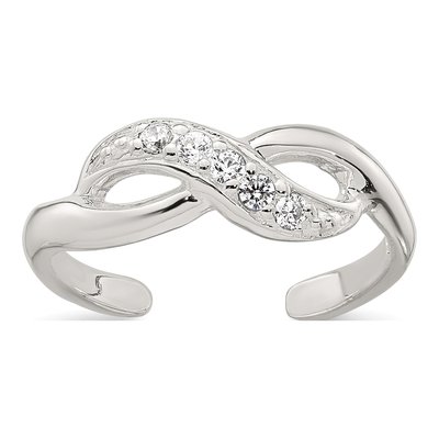Sterling Silver CZ Infinity Toe Ring