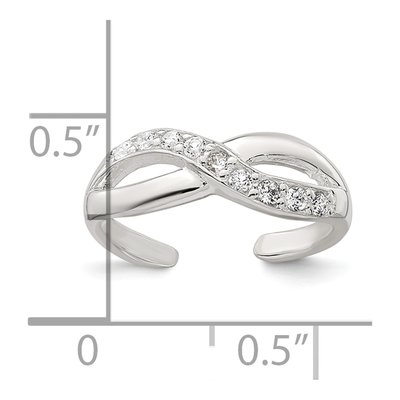 Sterling Silver CZ Infinity Adjustable Toe Ring – view 6