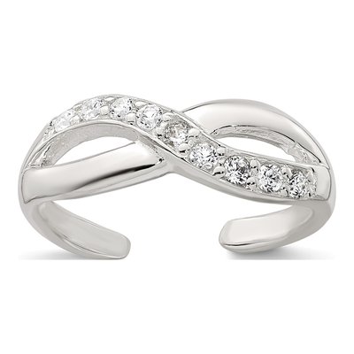 Sterling Silver CZ Infinity Adjustable Toe Ring