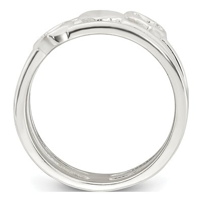 Sterling Silver 7.6mm Three Hearts Band – view 3