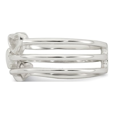 Sterling Silver 7.6mm Three Hearts Band – view 4
