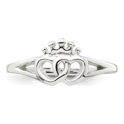 Sterling Silver Interlocking Hearts Crown Ring – view 5