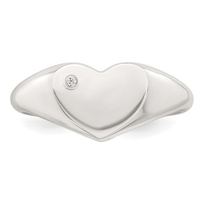 Sterling Silver CZ Heart Signet Ring – view 5