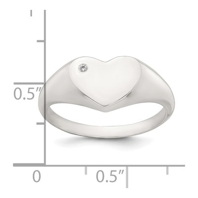 Sterling Silver CZ Heart Signet Ring – view 6