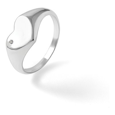 Sterling Silver CZ Heart Signet Ring – view 8